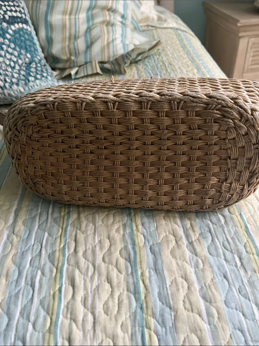 Brighton Woven Straw Shoulder Bag with Silver Trim